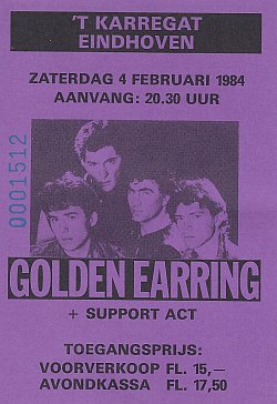 Golden Earring show ticket#1512 February 04 1984 Eindhoven - ′t Karregat